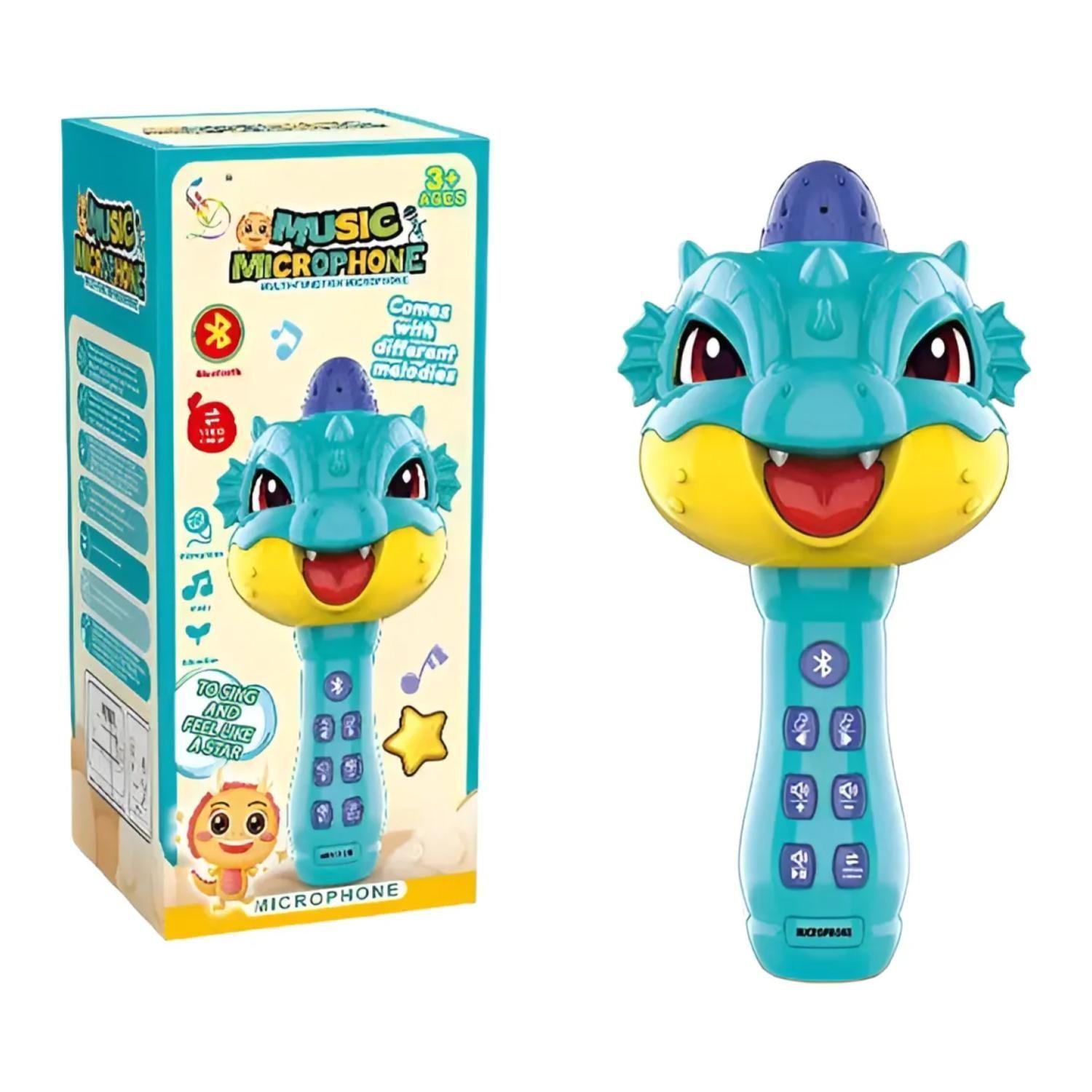 Juguete Microfono Karaoke Bluetooth Canciones Dragon Azul-2