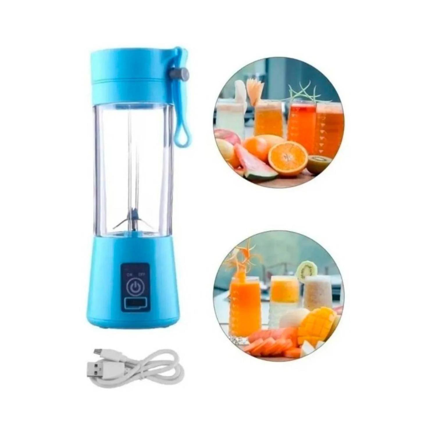 Juguera Licuadora Batidora Jugos Portatil Recargable USB Azul-2