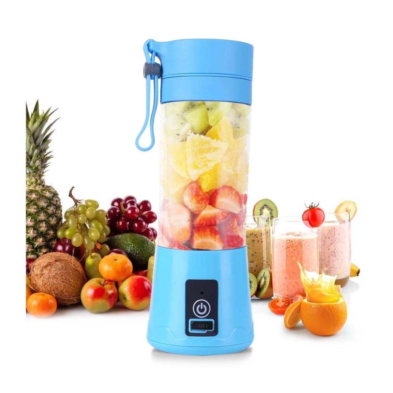 Juguera Licuadora Batidora Jugos Portatil Recargable USB Azul-3