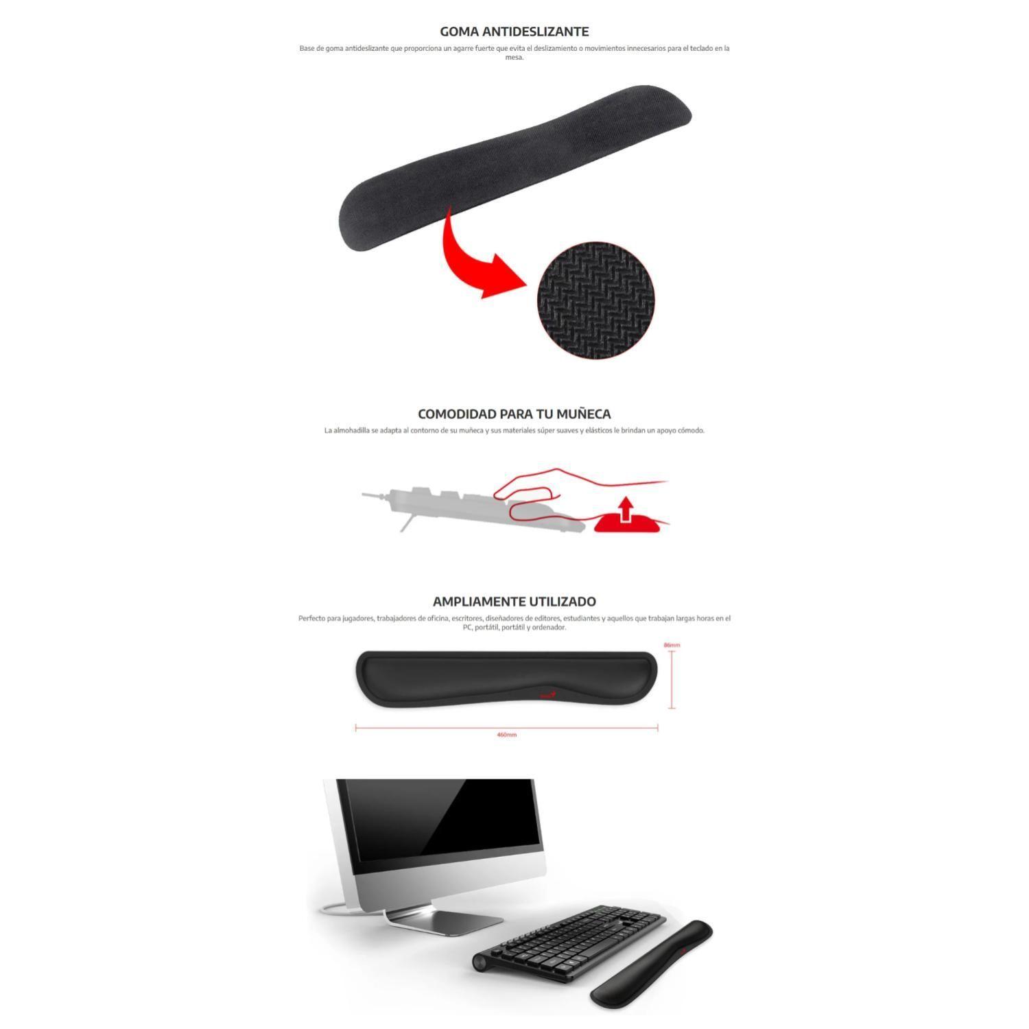 Pad Gel Reposamuñecas Para Teclado 460x85c25mm Negro -3