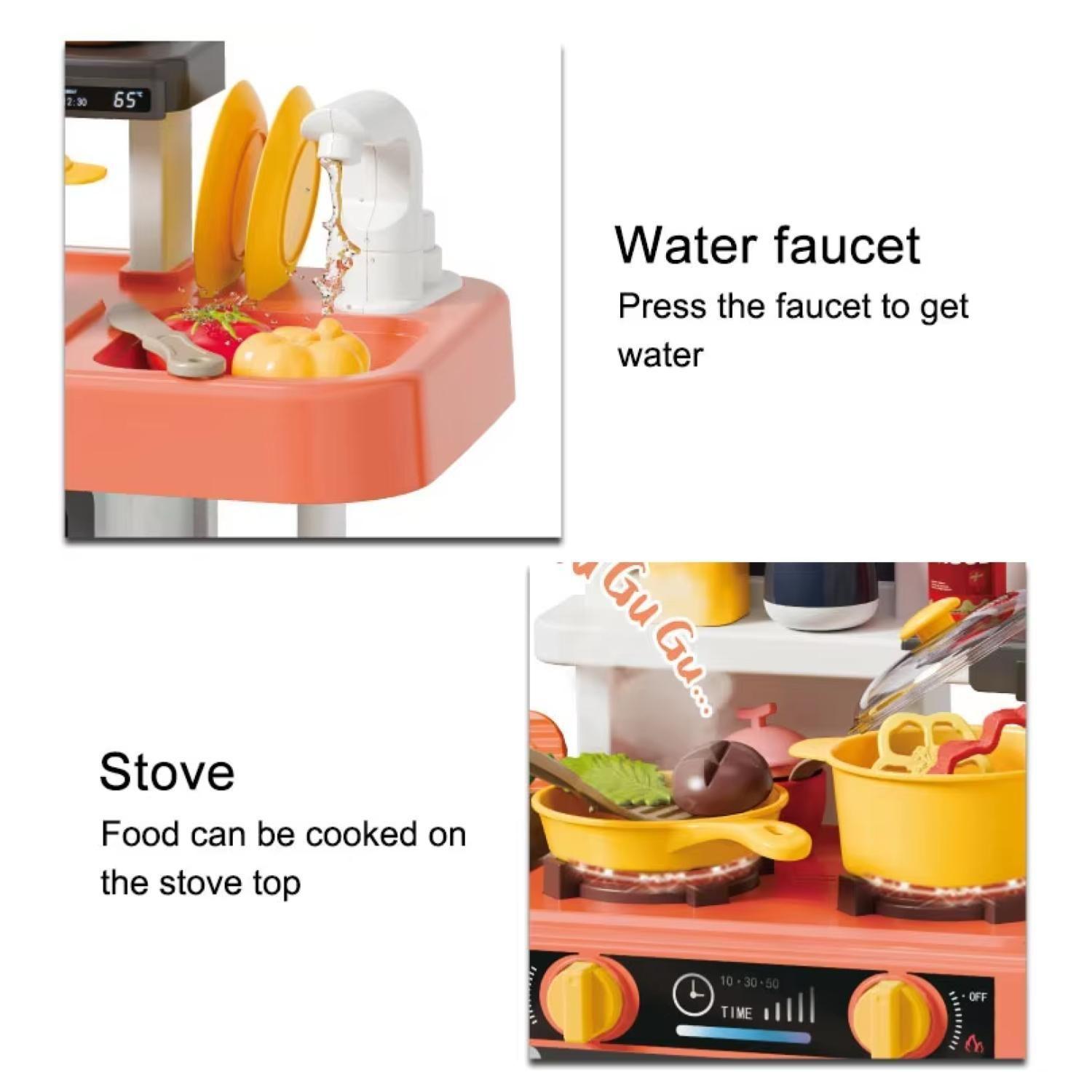 Juguete Cocina 43 Piezas 68cm Interactiva Coral Infantil-2