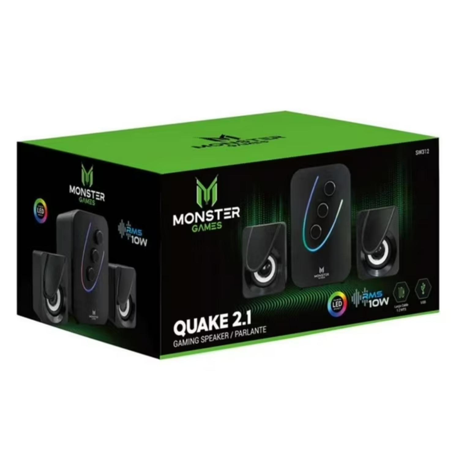 Sistema De Sonido Subwoofer AUX USB Quake 2.1 Monster Games-2