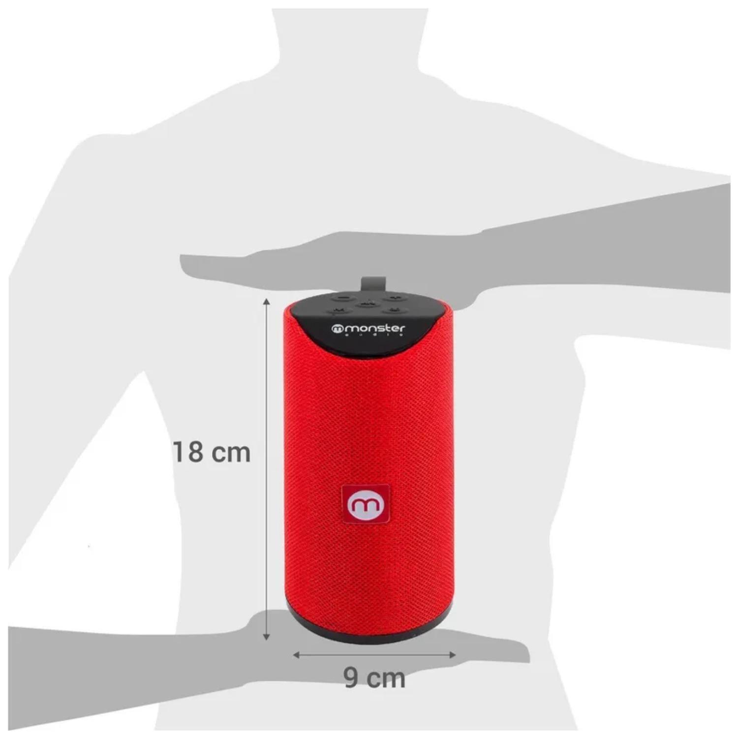Parlante Inalambrico Bluetooth TWS AUX Micro SD Rojo -3