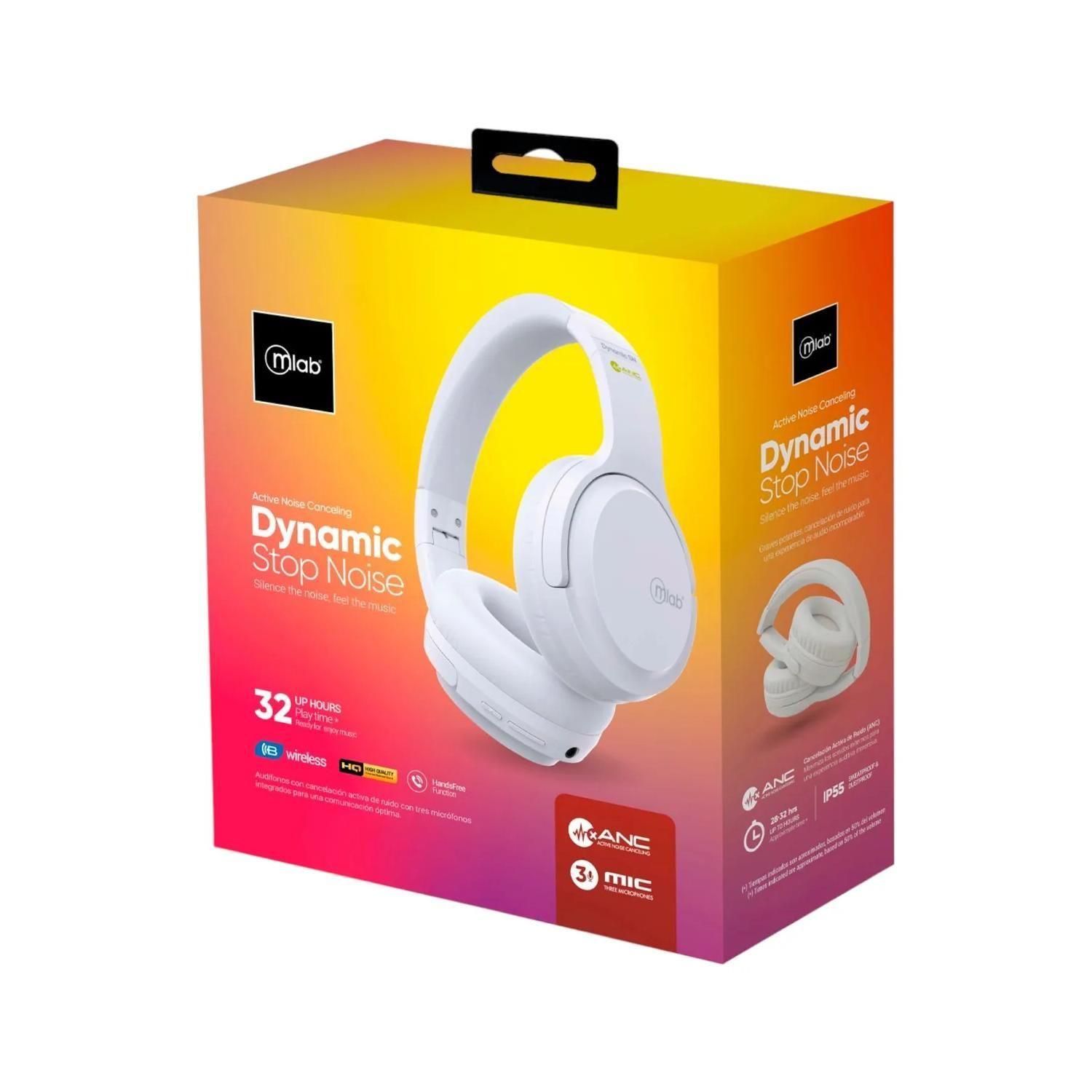 Audifonos Bluetooth OverEar Blanco Dynamic Stop Noise Mlab-3