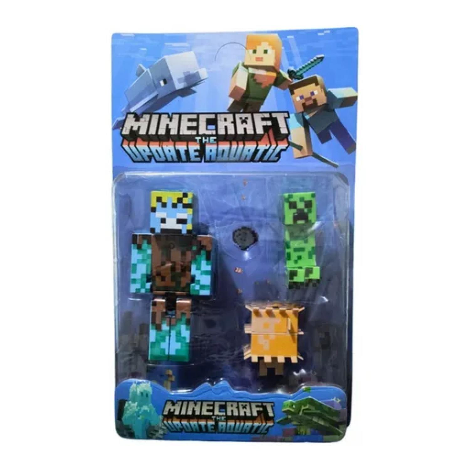 Juguete Figuras Set Minecraft Aquatic 4 Piezas Accesorios-3