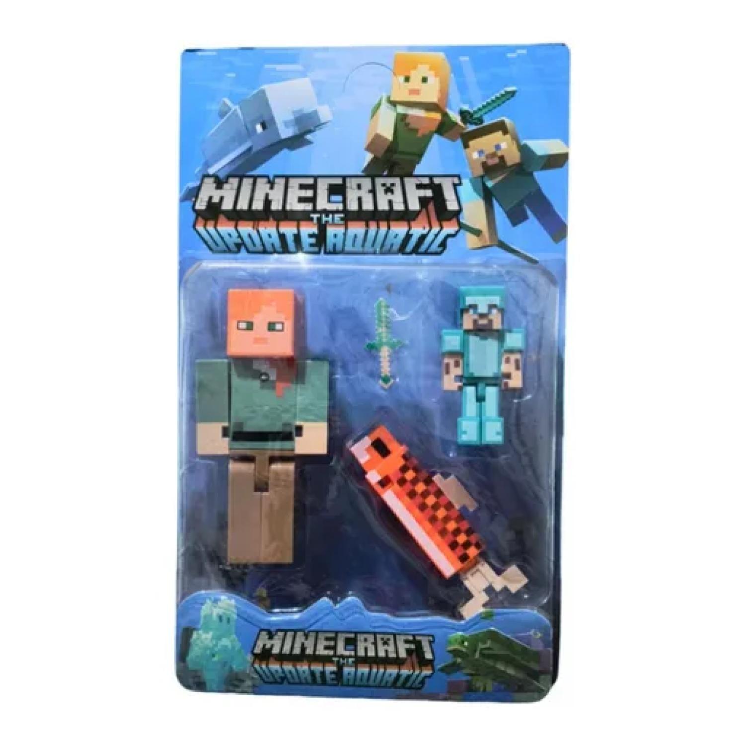 Juguete Figuras Set Minecraft Aquatic 4 Piezas Accesorios-4