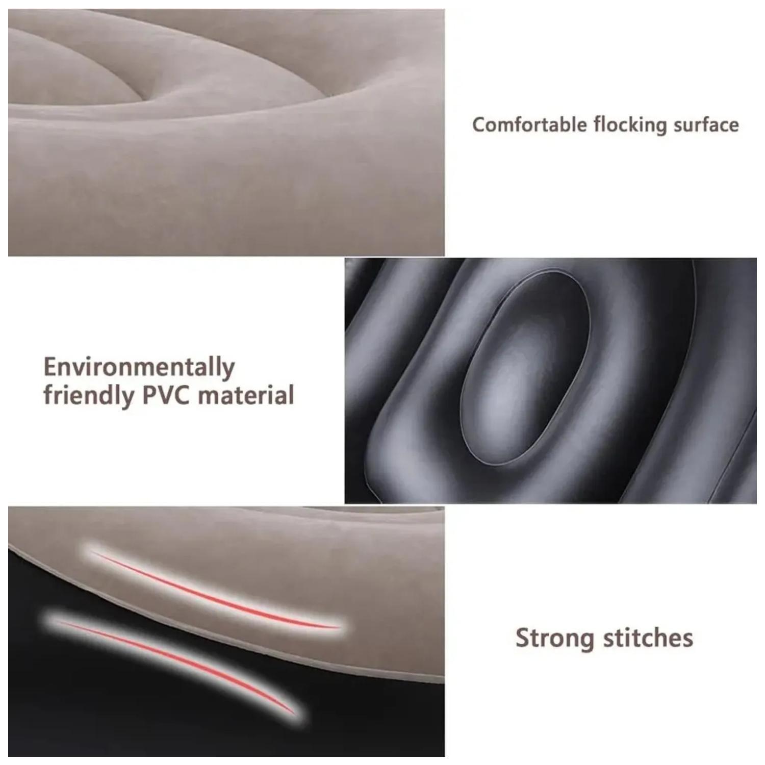 Tumbona Inflable Sofa Inflable Con Reposa Pies Portatil Gris-5