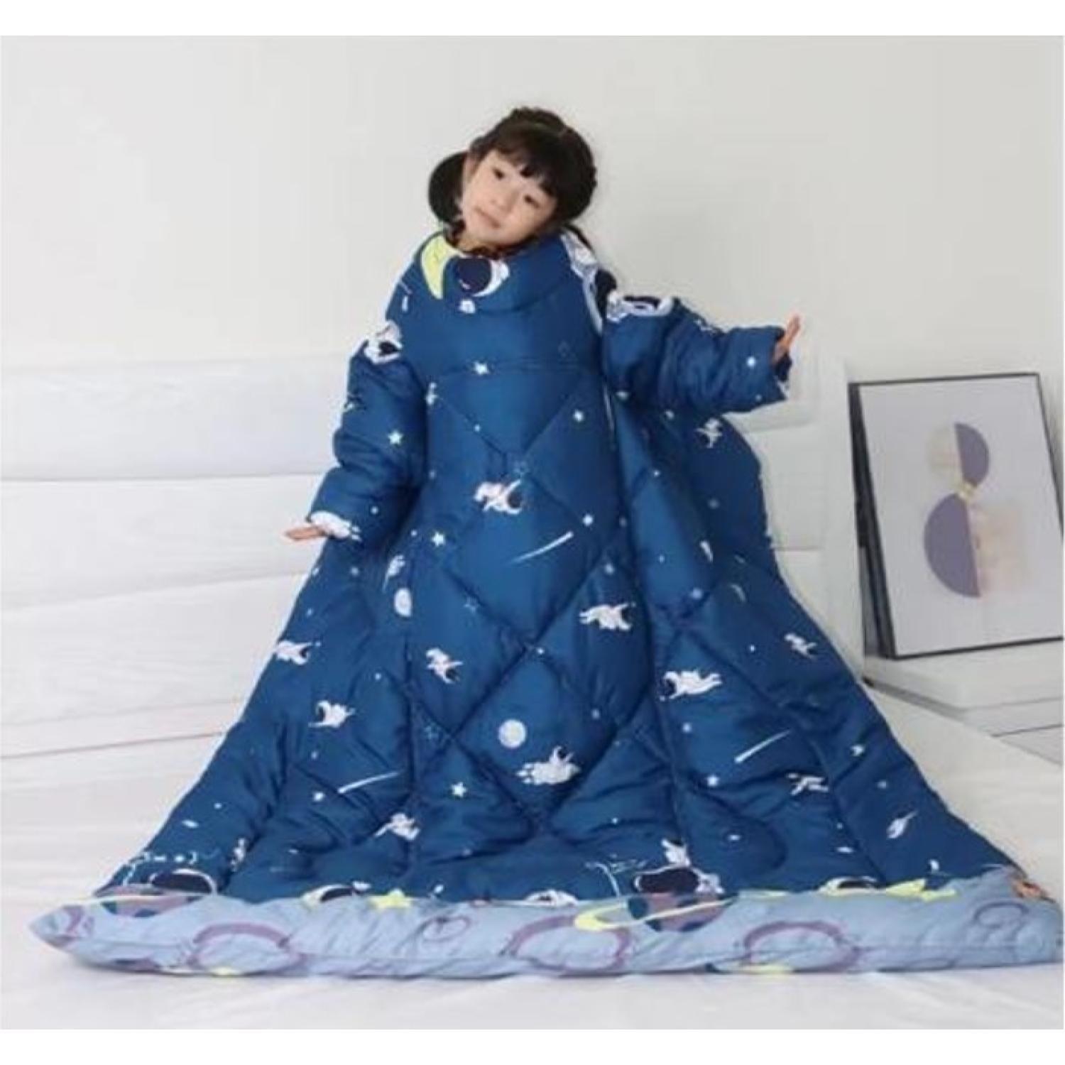 Frazada Manta Cobija Con Manga Convertible 3 En 1 Infantil Azul-1