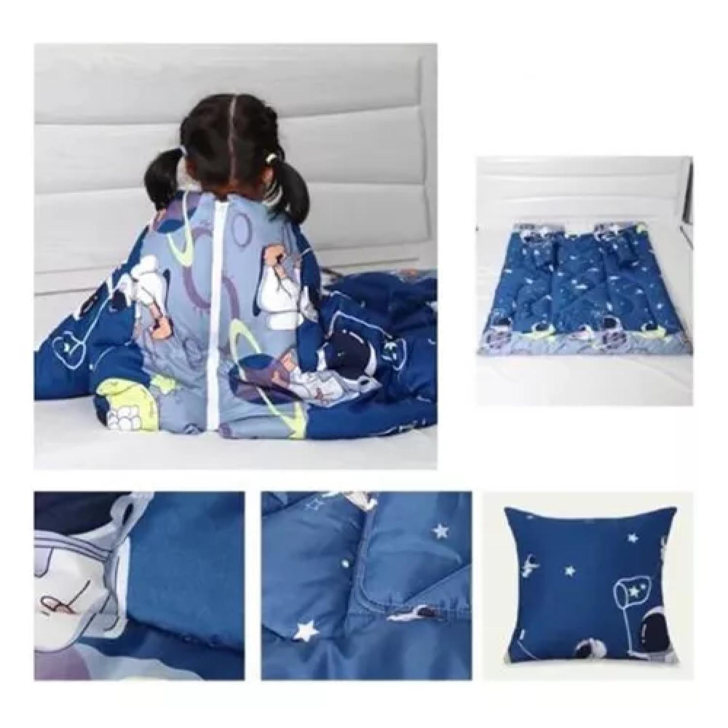 Frazada Manta Cobija Con Manga Convertible 3 En 1 Infantil Azul-2