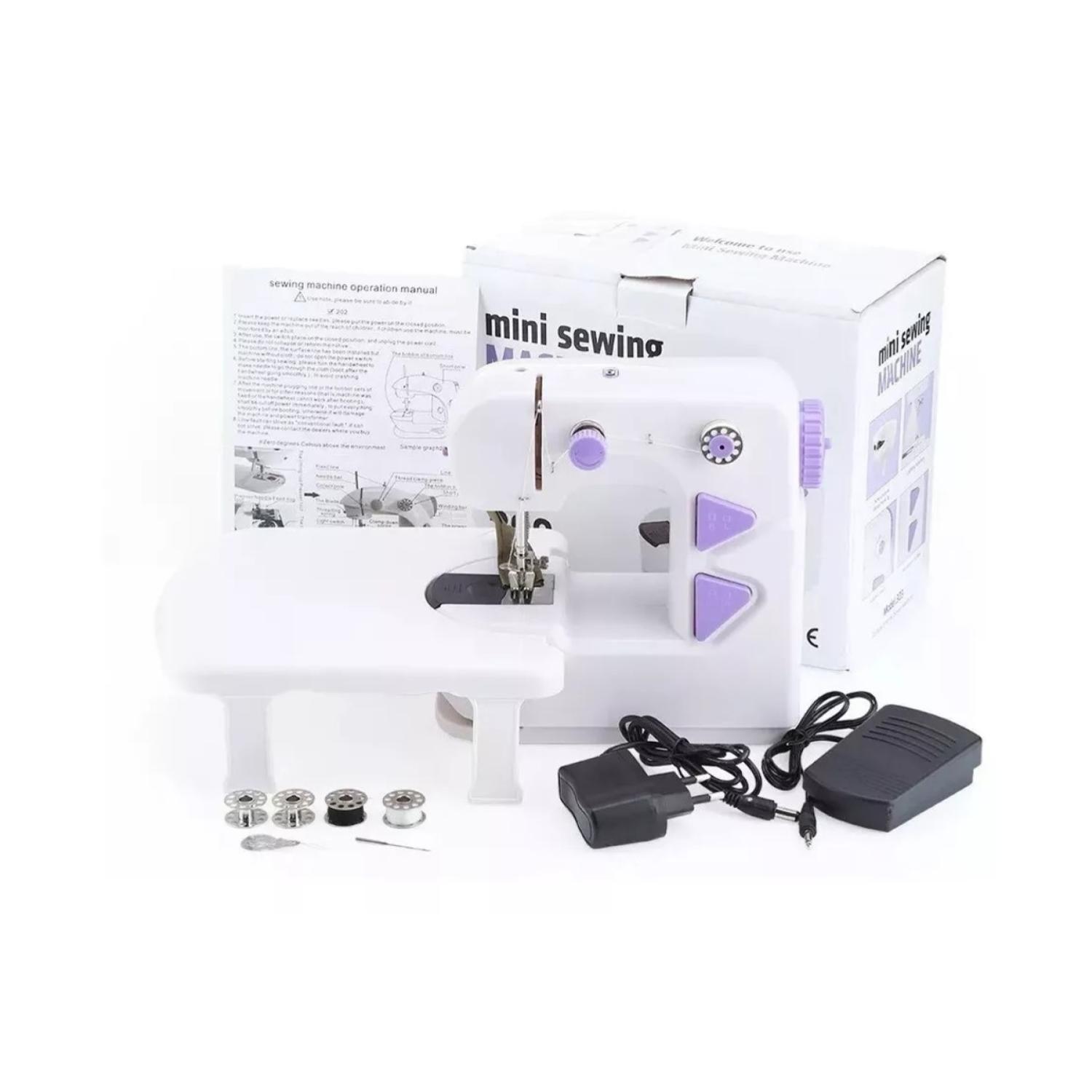 Maquina De Coser Portatil Compacta Blanco Morado-3