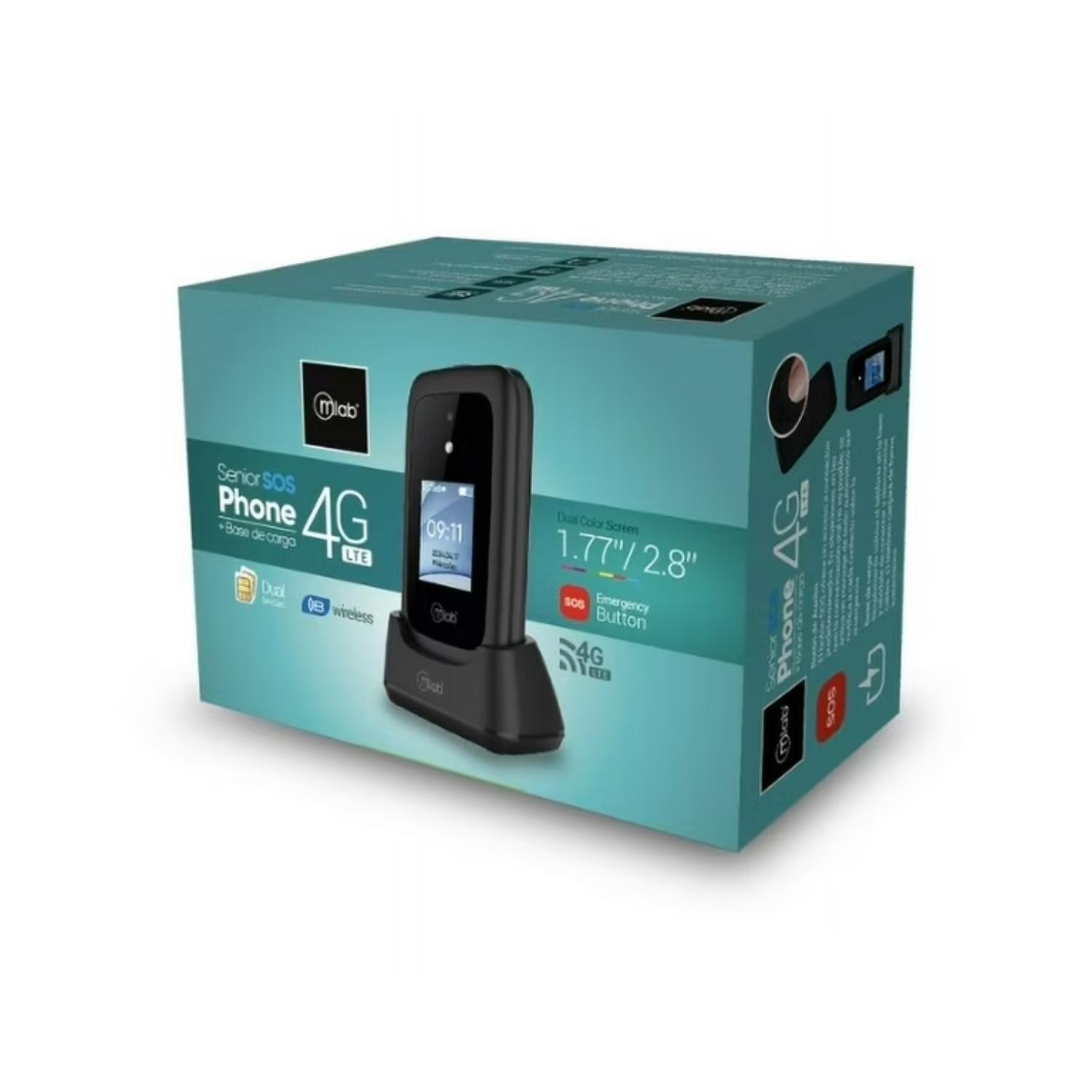 Telefono Senior Tipo Almeja 4G Negro 9338 Mlab-2