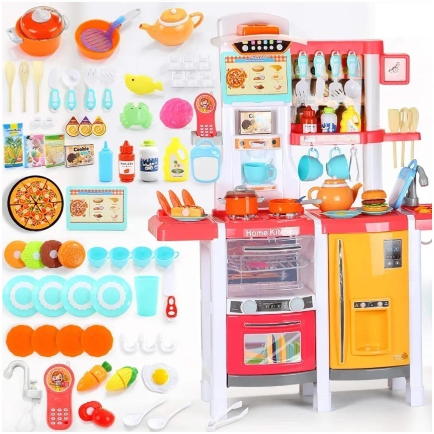 Juguete Set Cocina 65 Piezas Luz Sonido Rosado Infantil 100Cm-2