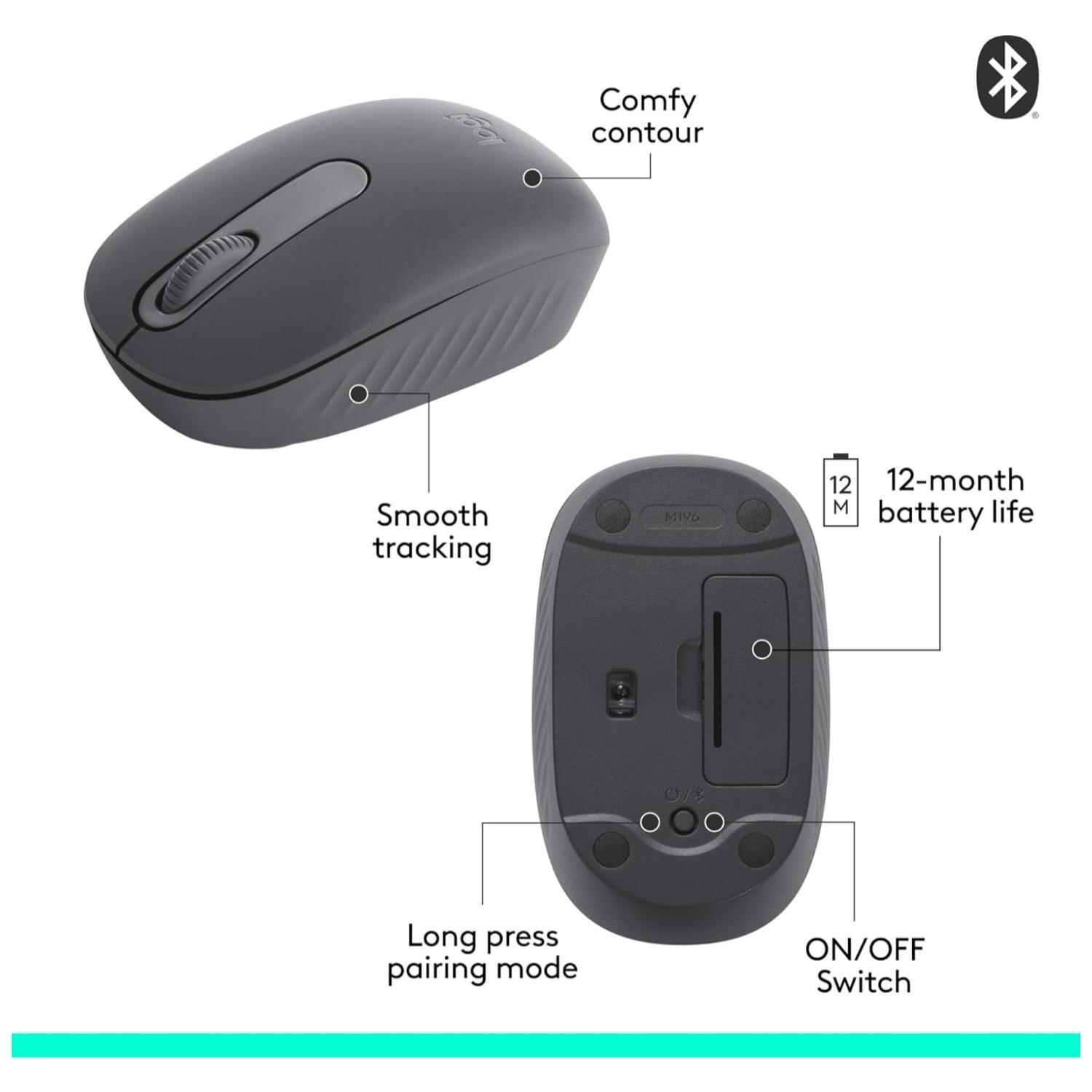 Mouse Inalambrico Bluetooth 3B 1000DPI Negro M196-2