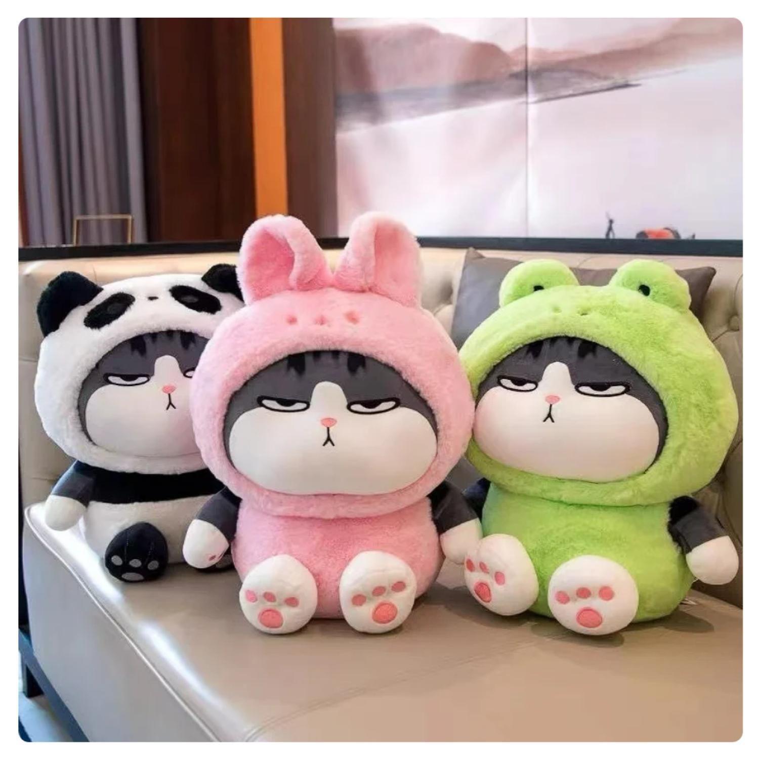 Juguete Peluche Gato Emperador Disfraz Rana Blanco Kawaii 40cm-2