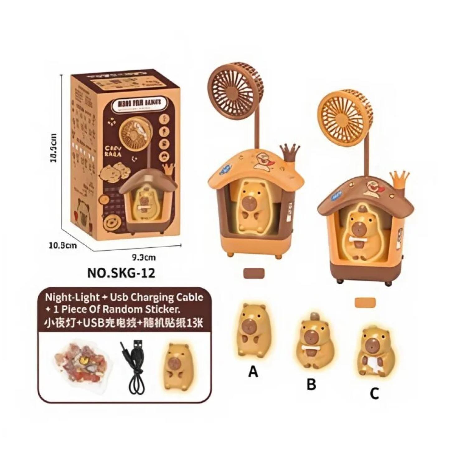 Mini Ventilador Escritorio USB Tematica Capibara Infantil-3