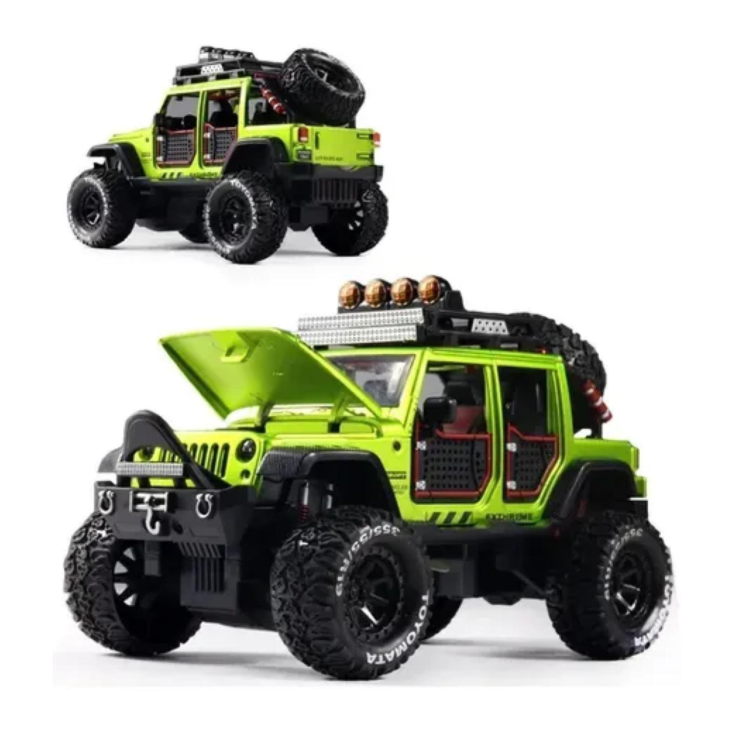 Juguete Auto Jeep Wrangler A Escala 1:24 Verde Infnatil-2