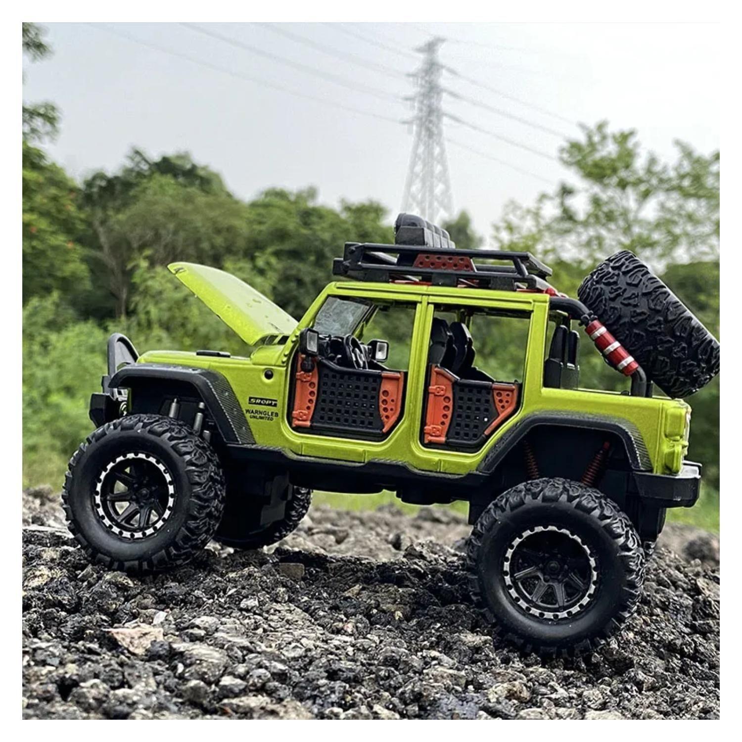 Juguete Auto Jeep Wrangler A Escala 1:24 Verde Infnatil-4
