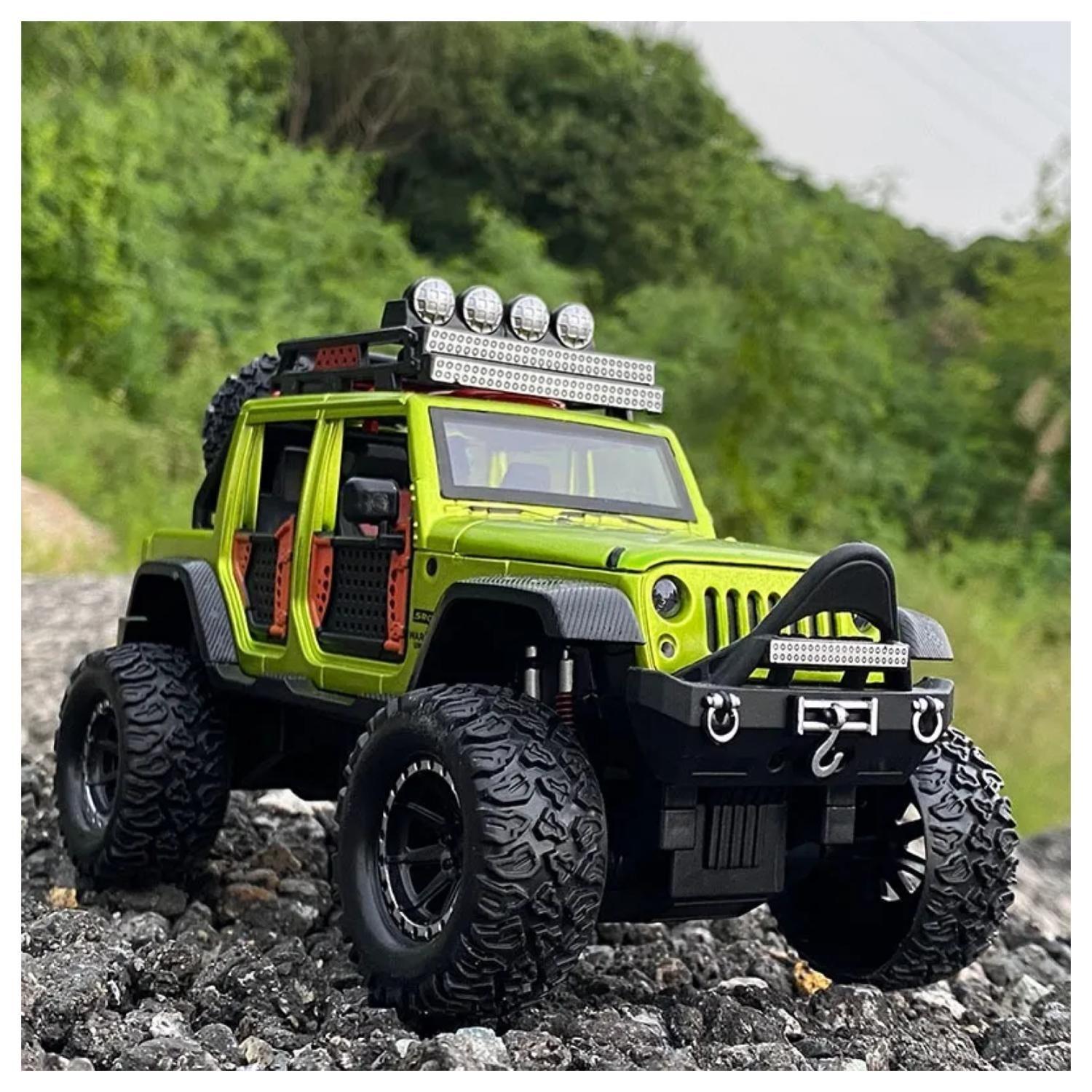 Juguete Auto Jeep Wrangler A Escala 1:24 Verde Infnatil-5