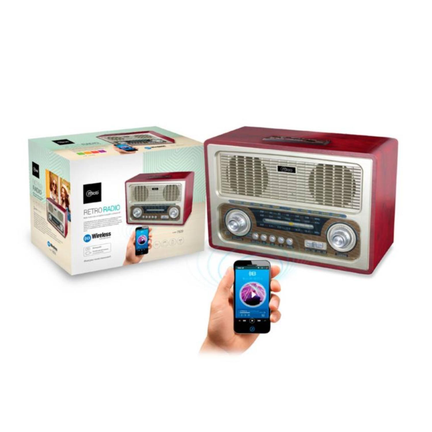 Radio Parlante Bluetooth AUX USB FM AM SW Vintage RetroRadio-2