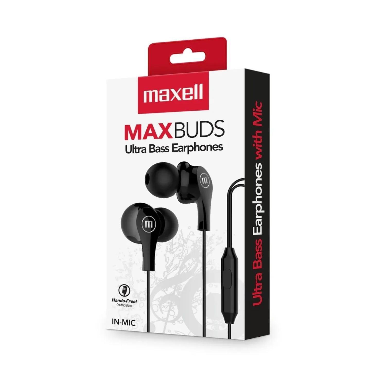 Audifonos Manos Libres Jack 3 5mm InEar Negro Max Buds Maxell-1