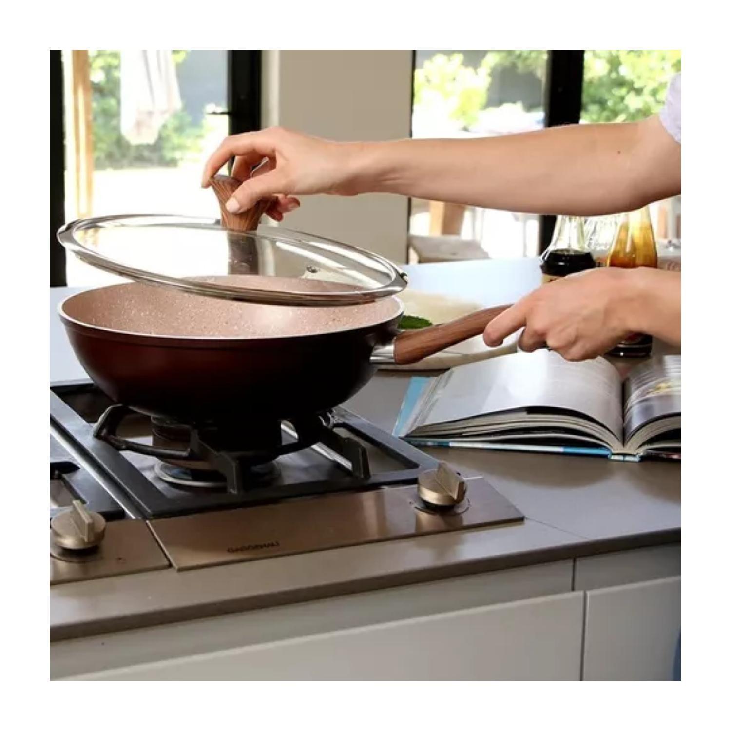 Wok Antiadherente Con Tapa 30cm Oak Stone-2