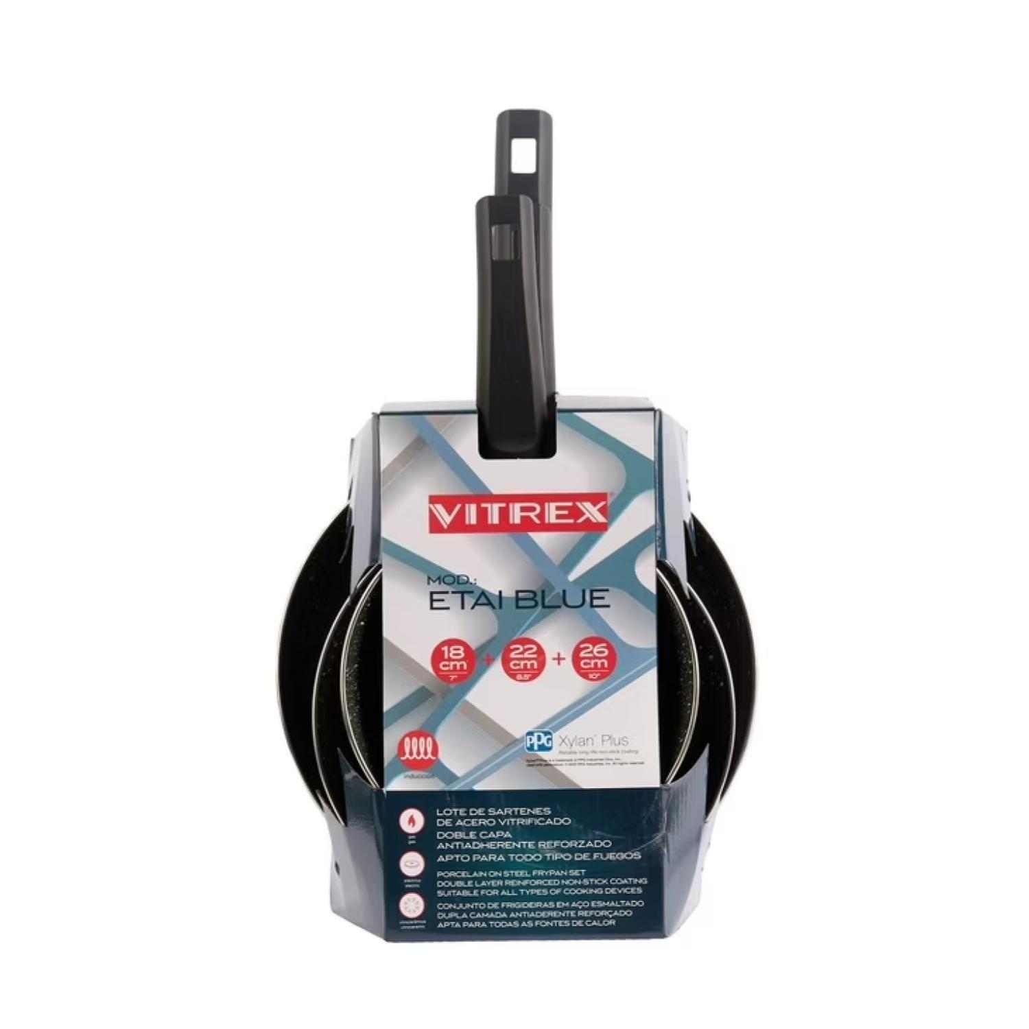 Set 3 Sartenes Antiadherentes 18 22 26cm Etai Blue Vitrex-4