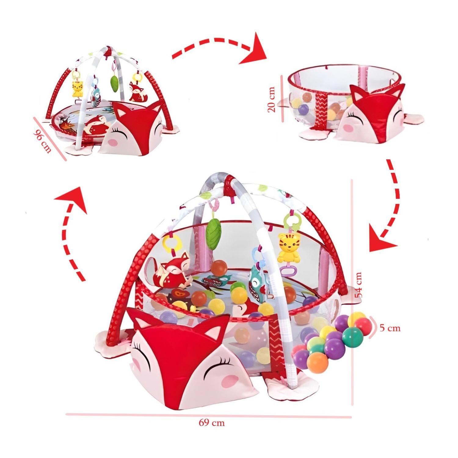 Corral Gimnasio De Bebes Con Sonajeros Con Sonidos Rojo-3