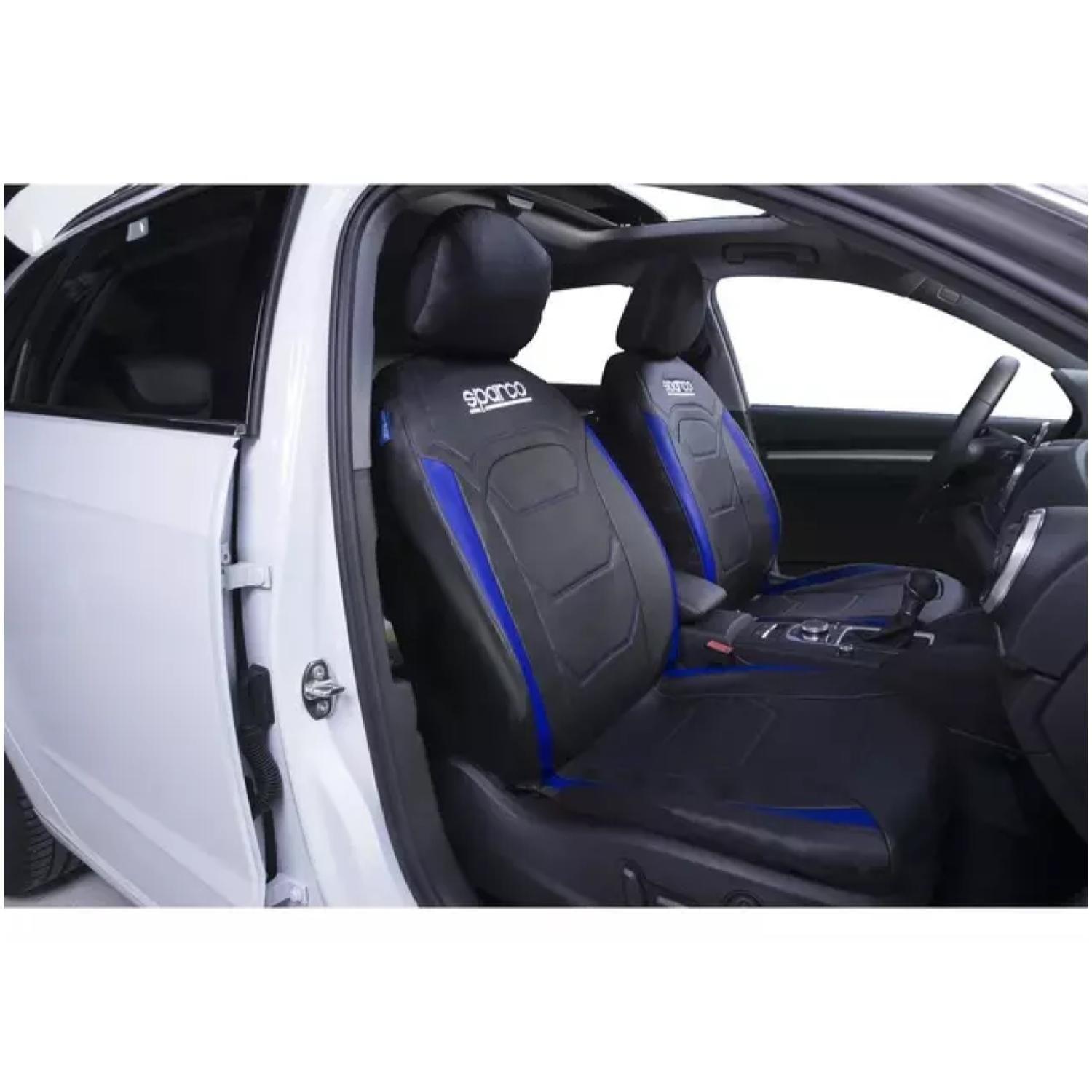 Fundas Cubreasiento Universal Poliester Negra Azul SPS406BL-2