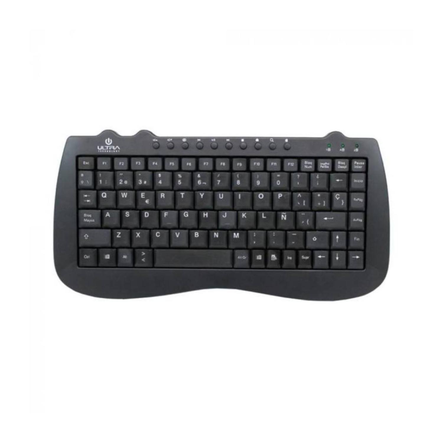 Mini Teclado Alambrico USB Slim Teclas Silenciosas Negro -0