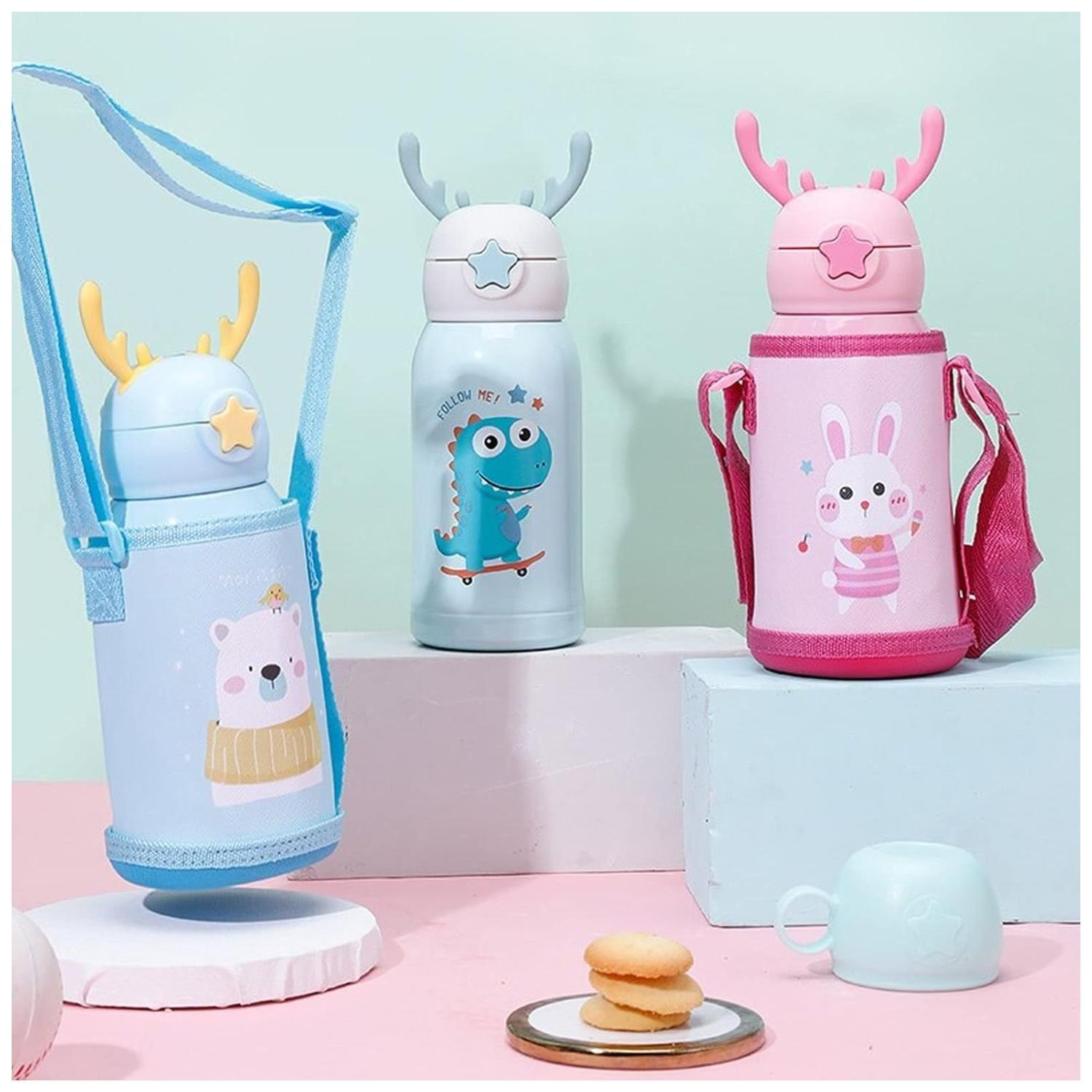Botella De Agua Portatil 500ml Oso Kawaii Celeste Infantil-4