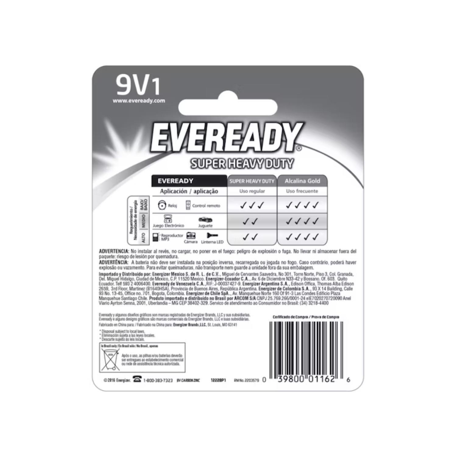 Pila Bateria 9V Zinc Carbon Extra Duracion-2