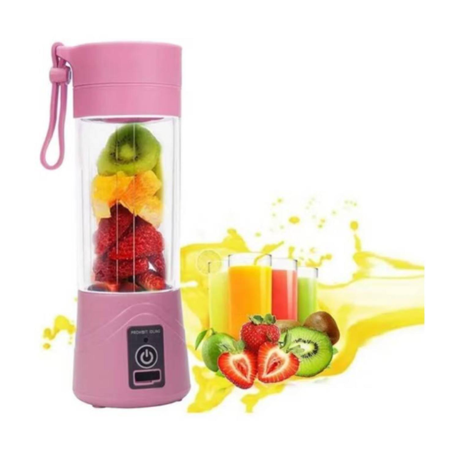 Juguera Licuadora Batidora Jugos Portatil Recargable USB Rosado-2