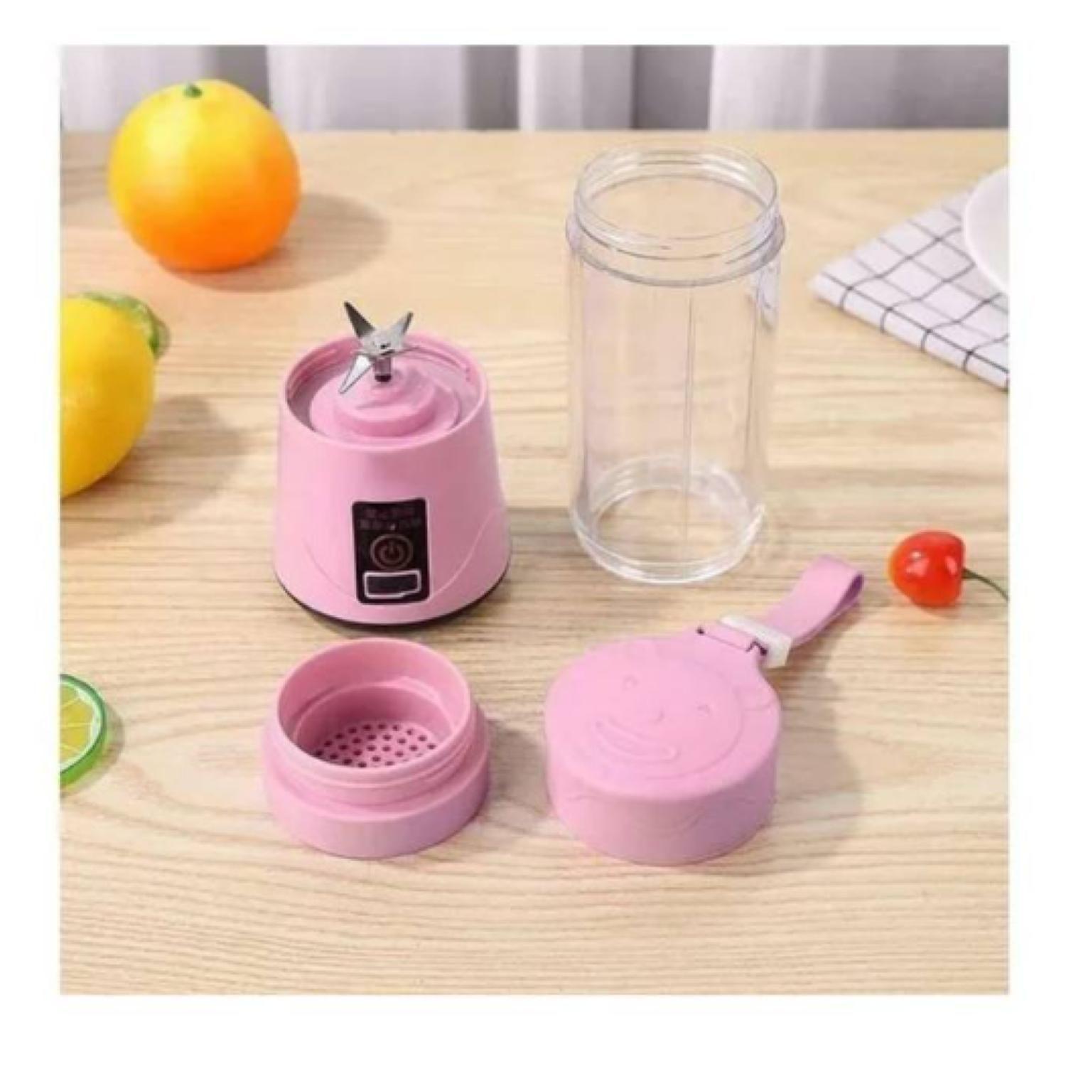 Juguera Licuadora Batidora Jugos Portatil Recargable USB Rosado-3