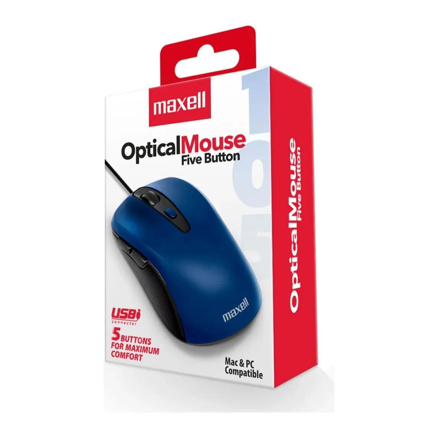 Mouse Alambrico USB 5 Botones Azul MOWR 105 Maxell-2