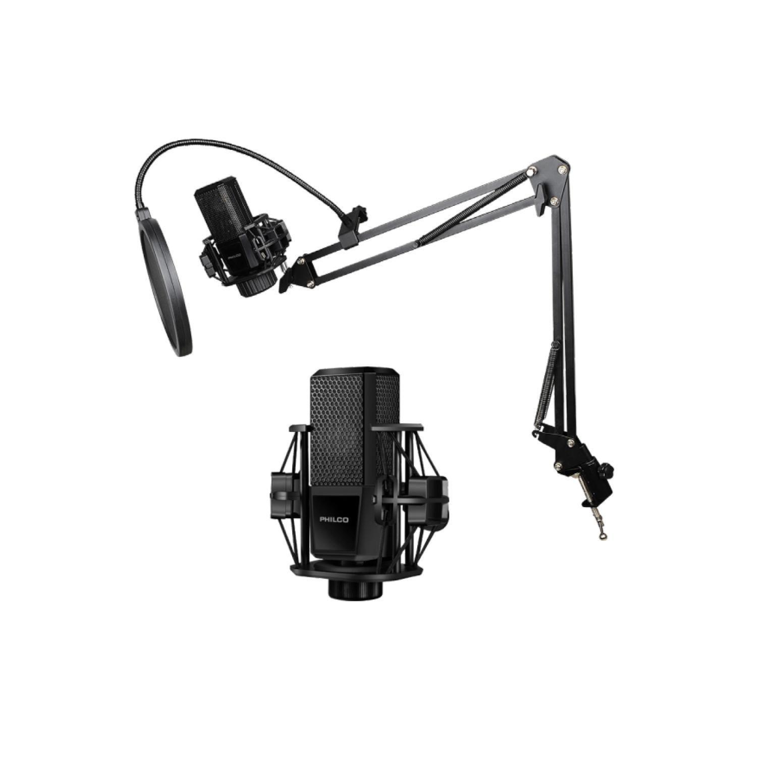 Kit Grabacion Microfono Negro Antipop Atril Metalico-0