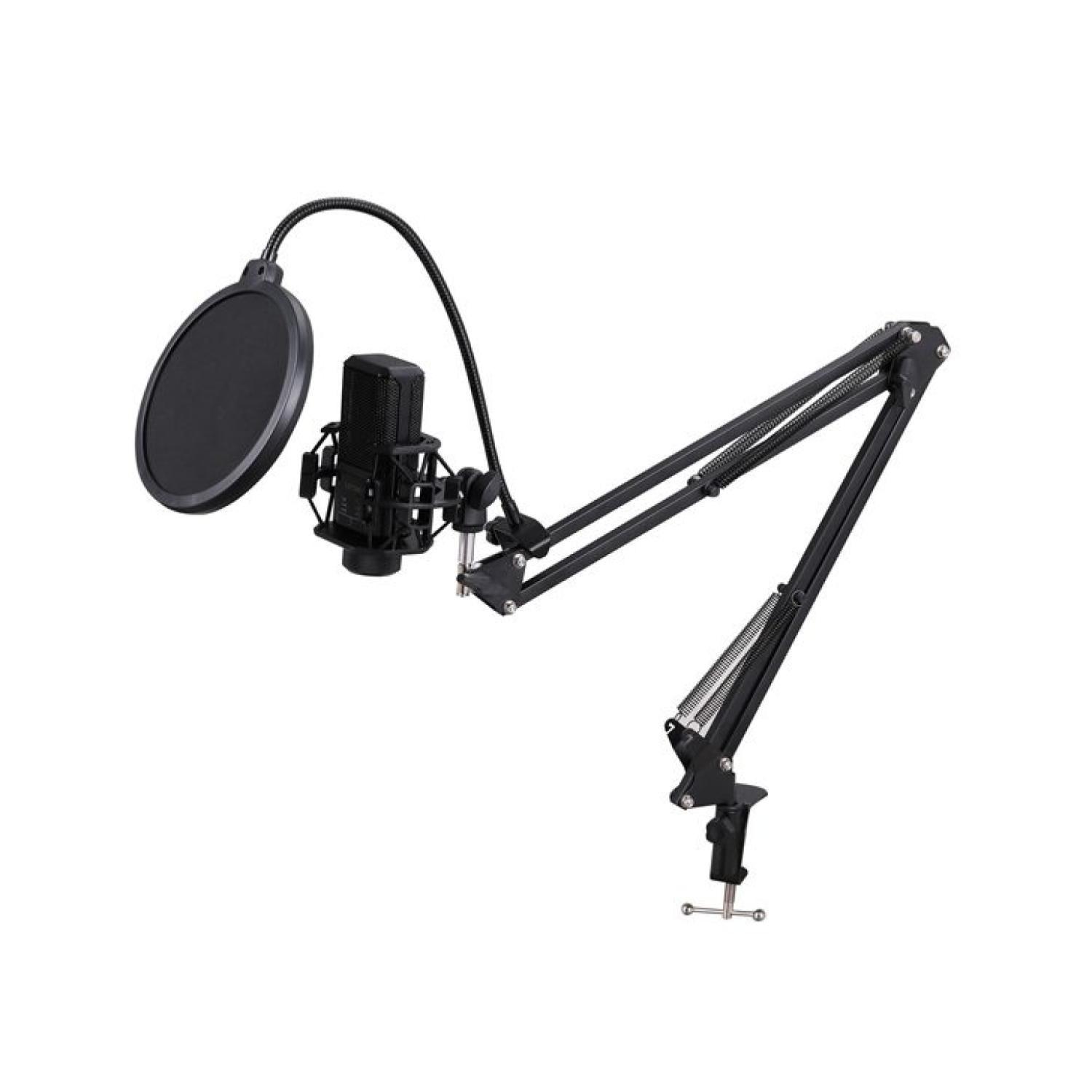 Kit Grabacion Microfono Negro Antipop Atril Metalico-3