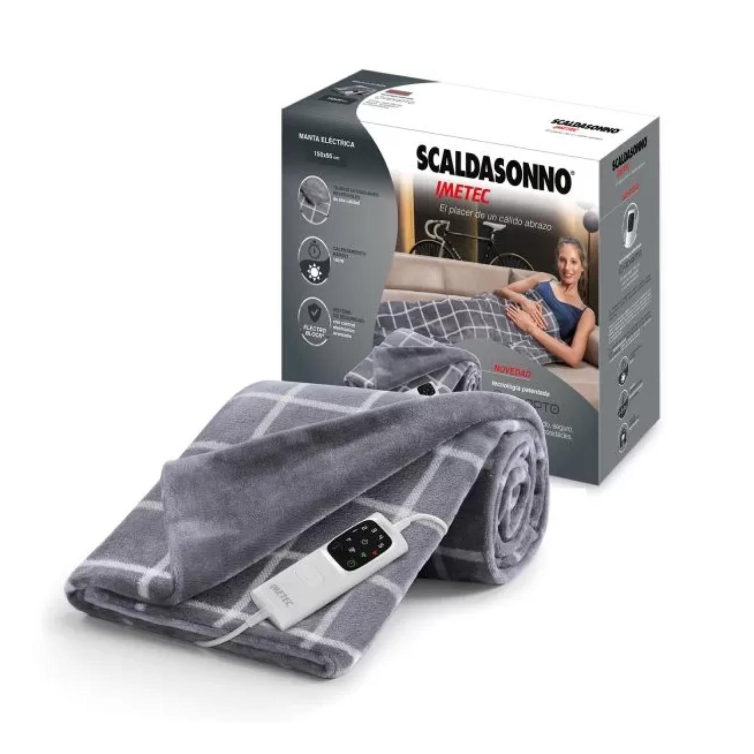 Manta Electrica Calentamiento Rapido 150x95cm 150W Gris Cuadrille-2