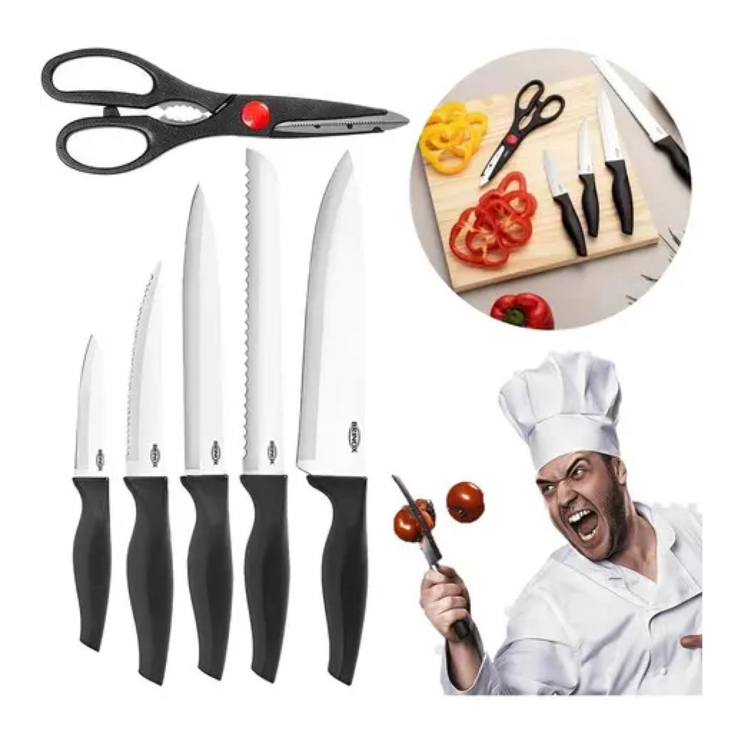 Set 5 Cuchillos Cross Para Cocina Negro Brinox-2