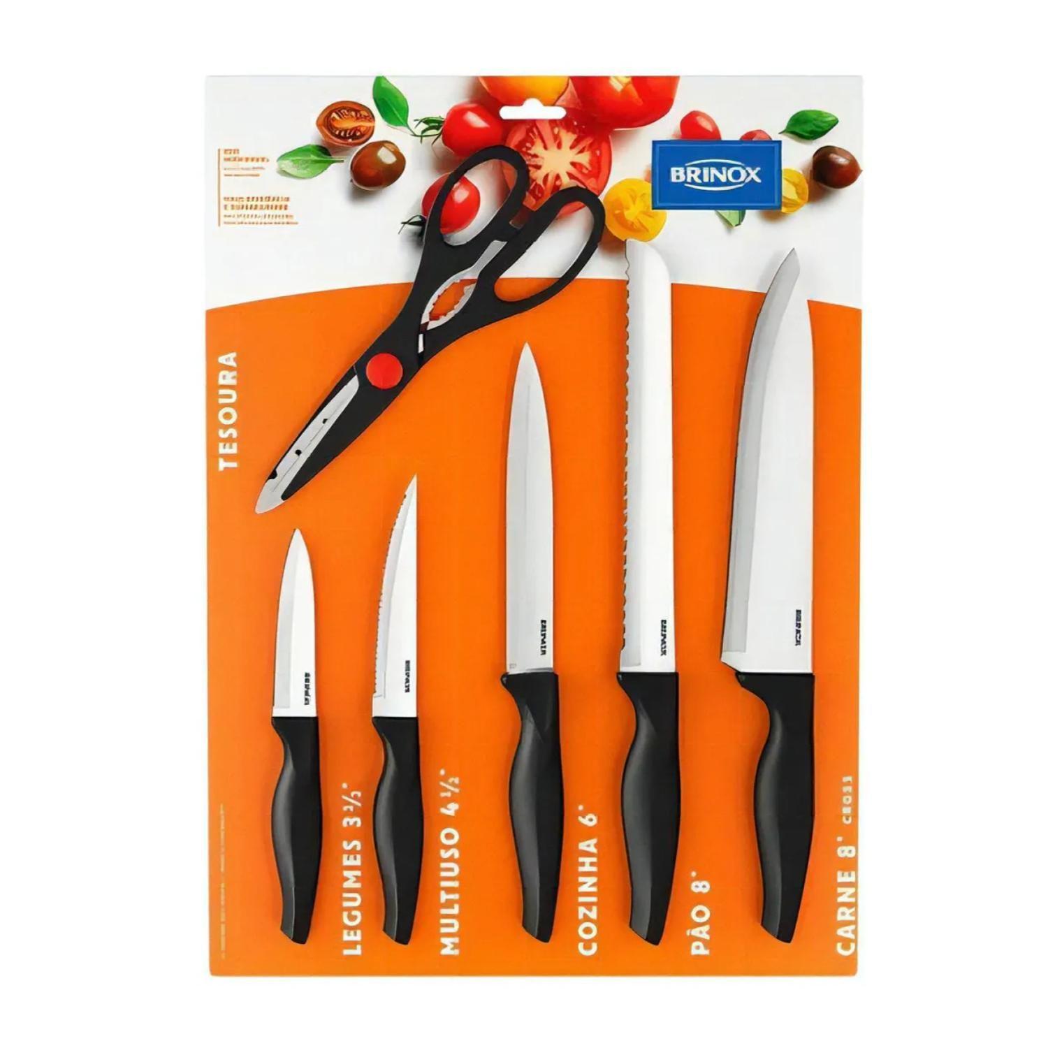 Set 5 Cuchillos Cross Para Cocina Negro Brinox-3