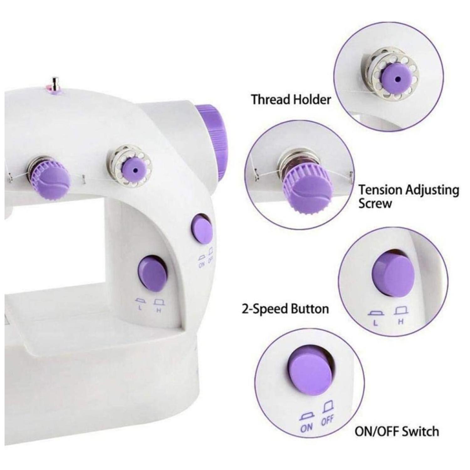 Maquina De Coser Portatil 22.5x13.5x21cm Blanco Morado-4