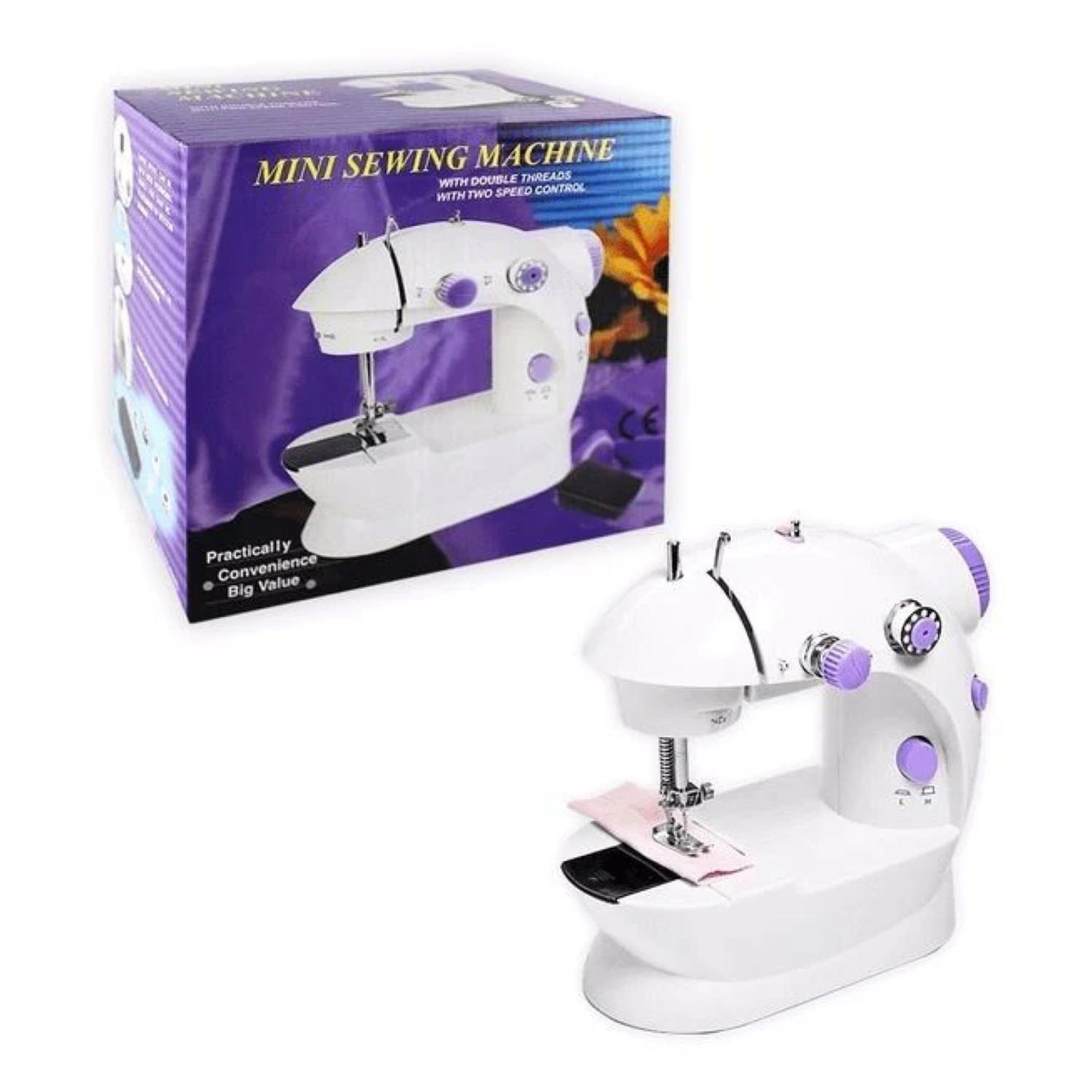 Maquina De Coser Portatil 22.5x13.5x21cm Blanco Morado-5