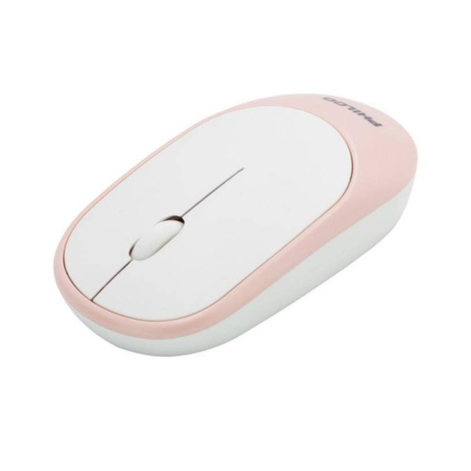 Mouse Inalambrico USB Silencioso 3 Botones Rosado  -2