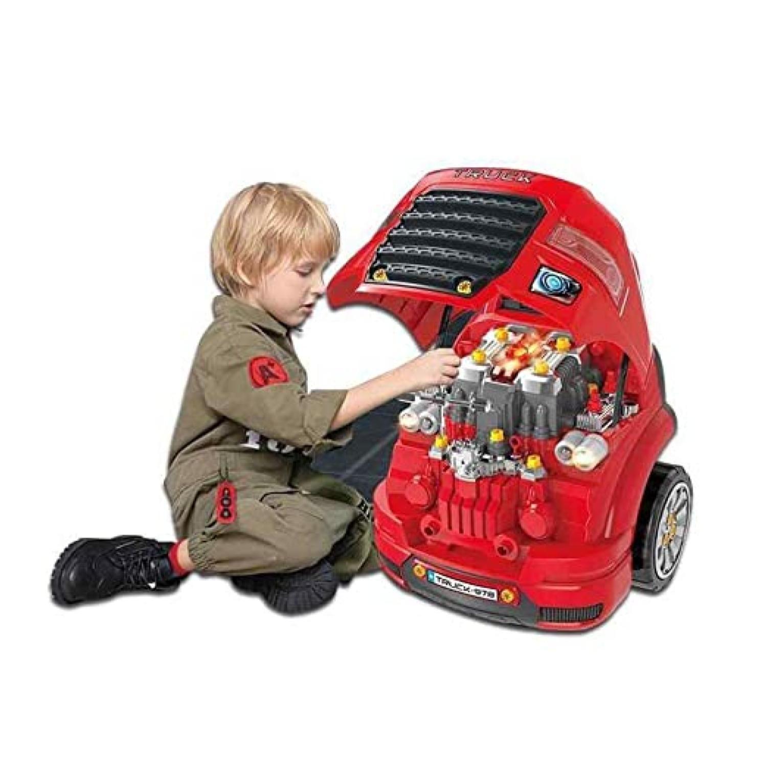 Juguete Auto Camion Para Reparar Con Luces Sonidos Y Accesorios Rojo-2