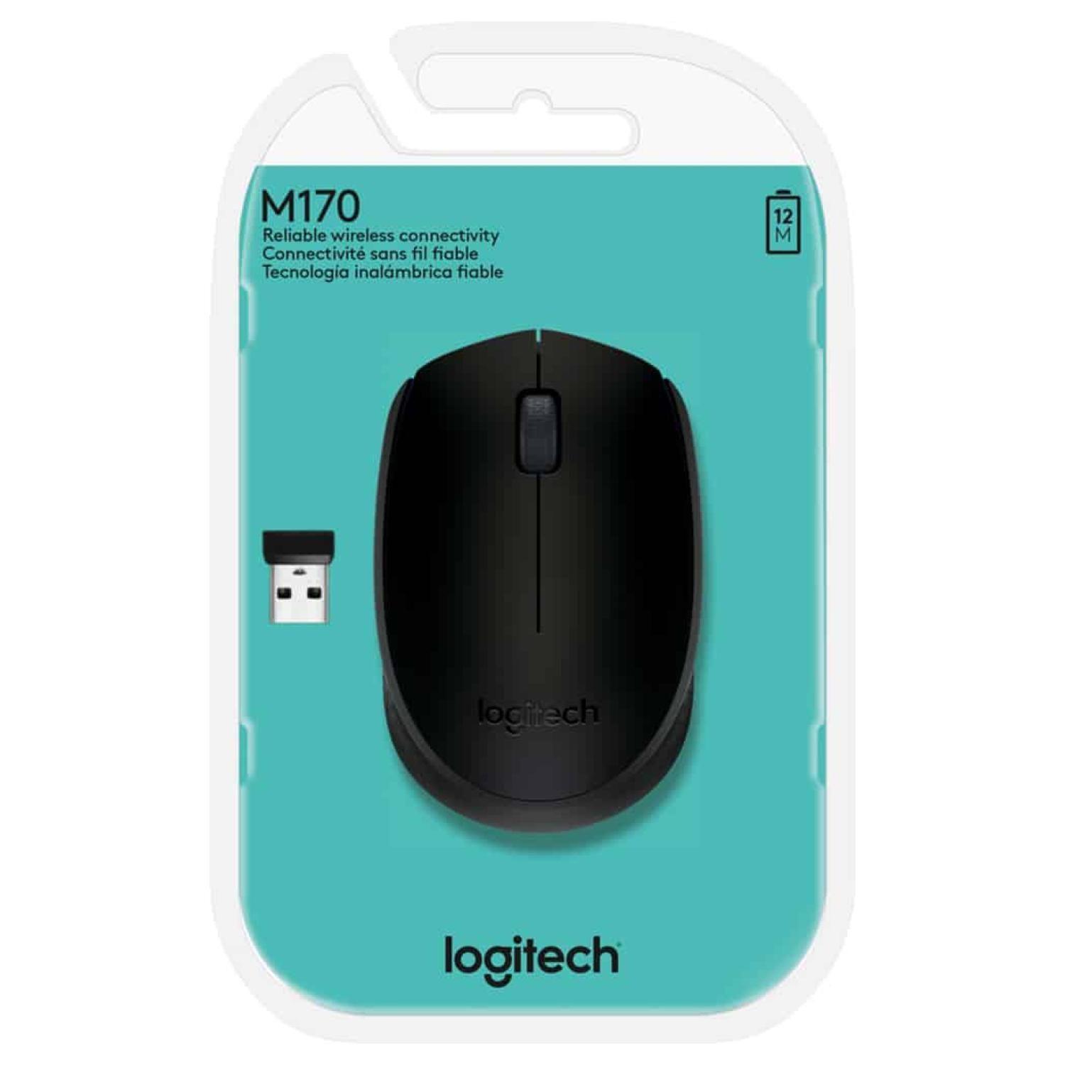 Mouse Inalambrico USB Pequeño Oficina M170 Negro -3