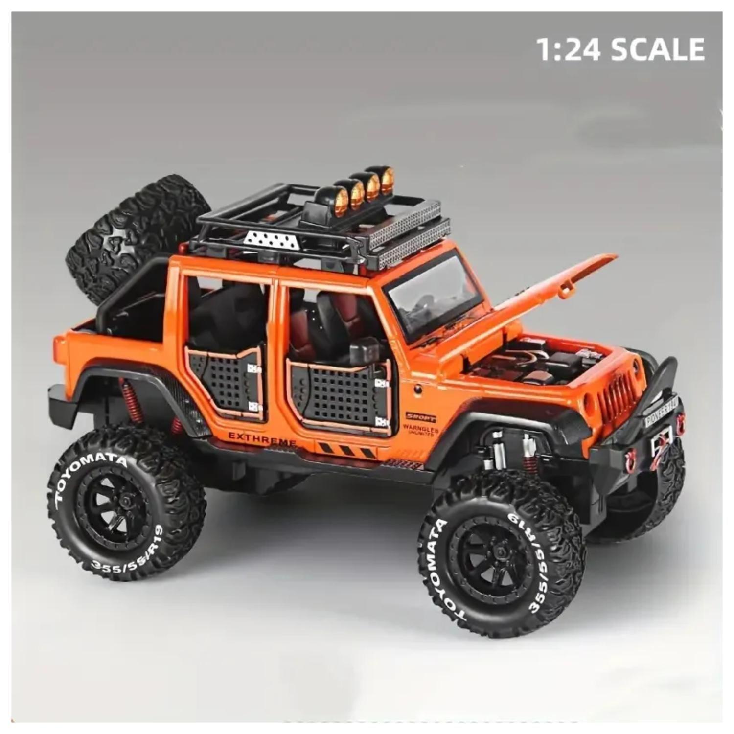 Juguete Auto Jeep Wrangler A Escala 1:24 Naranja Infnatil-3