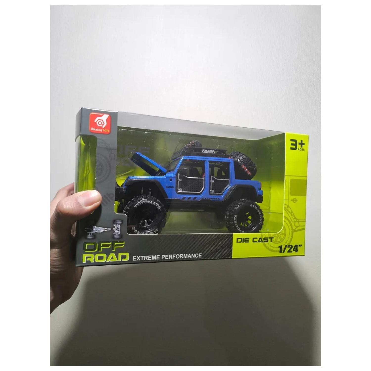 Juguete Auto Jeep Wrangler A Escala 1:24 Azul Infnatil-7