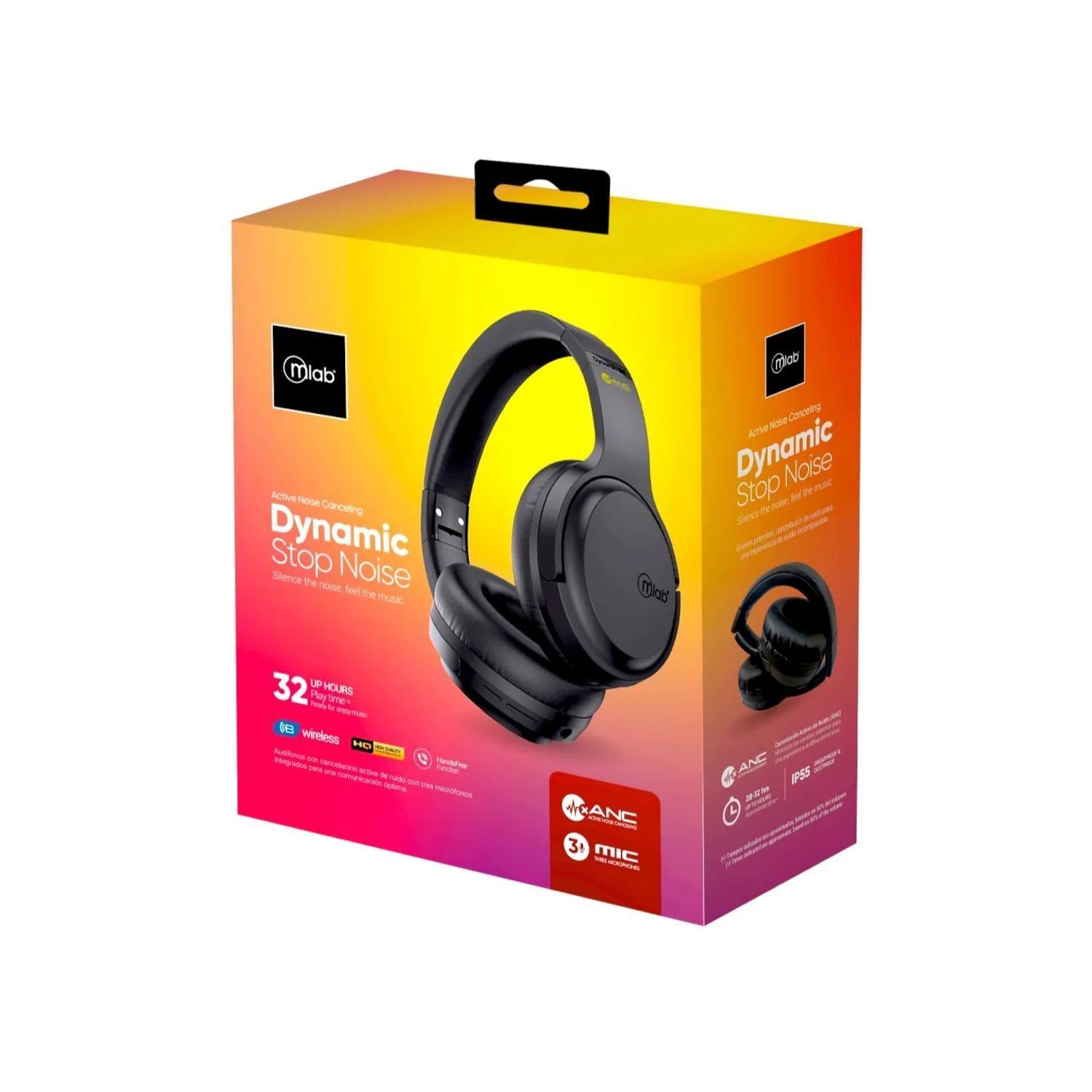 Audifonos Bluetooth OverEar Negro Dynamic Stop Noise Mlab-3