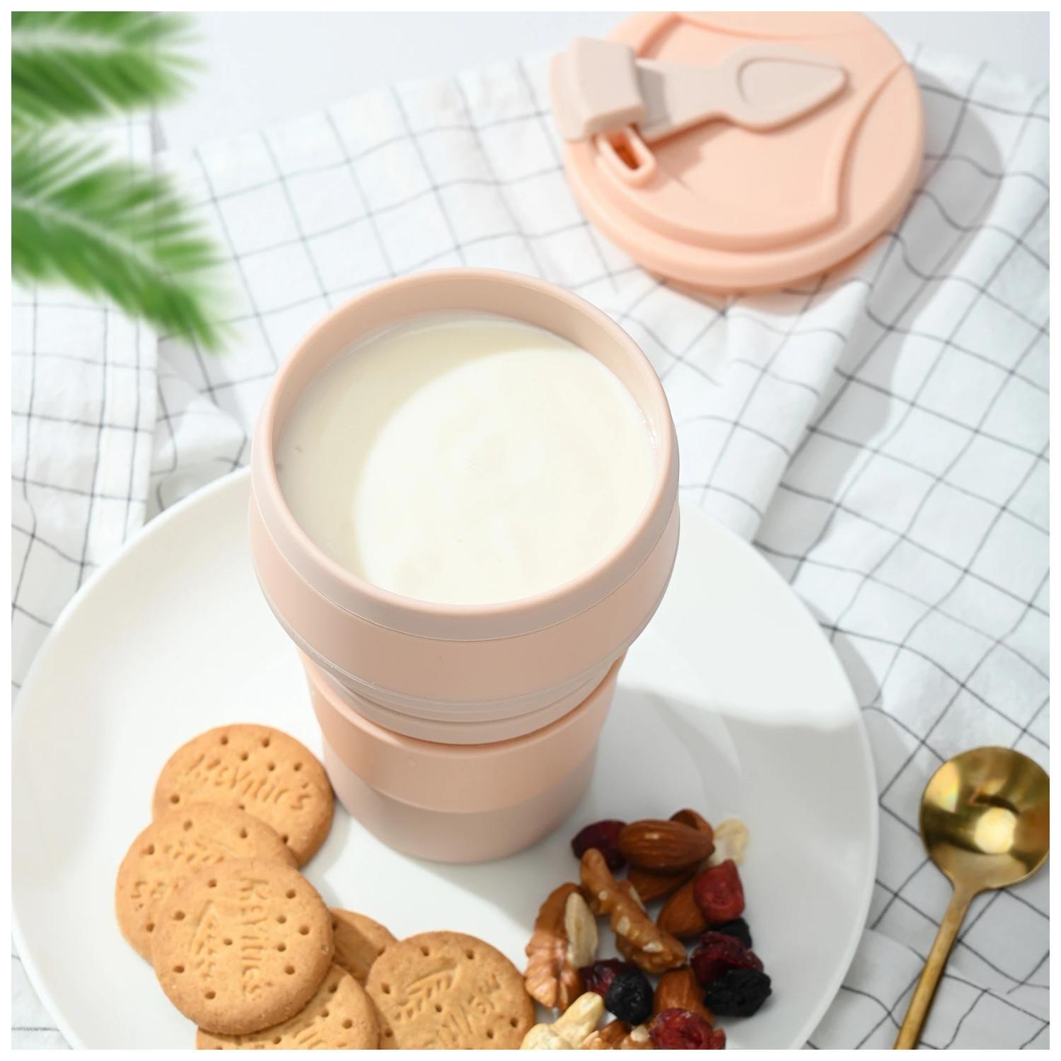 Termo De Silicon Plegable Ecologico Portatil Cafe-1