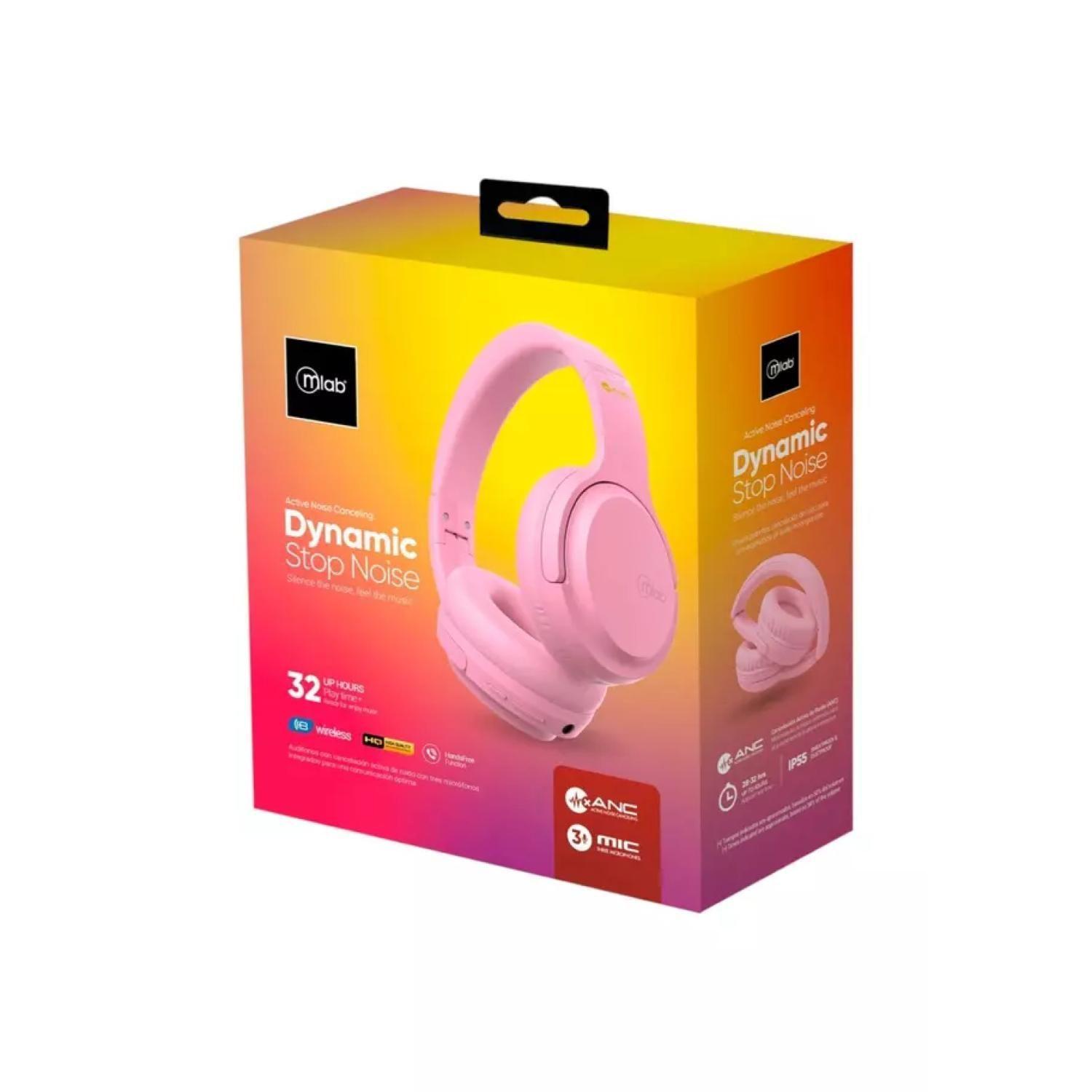 Audifonos Bluetooth OverEar Rosado Dynamic Stop Noise Mlab-3