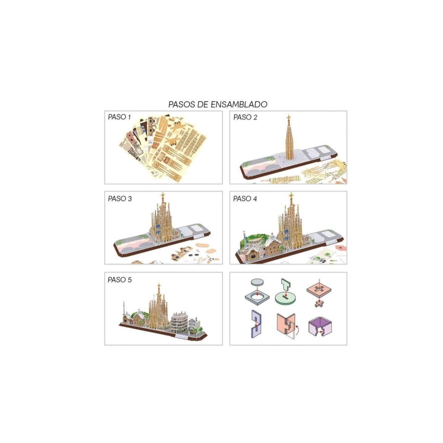 Juguete Puzzle 3D City Line Barcelona 186 Piezas 54x26x17cm-2